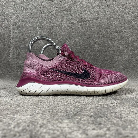 Nike Free Run Flyknit 2018 942839-600 Women Size 7.5 Raspberry Red Running Shoes - Picture 1 of 12
